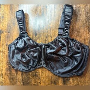 Vintage Floral Cabernet Black Satin Bra Size 38DD
